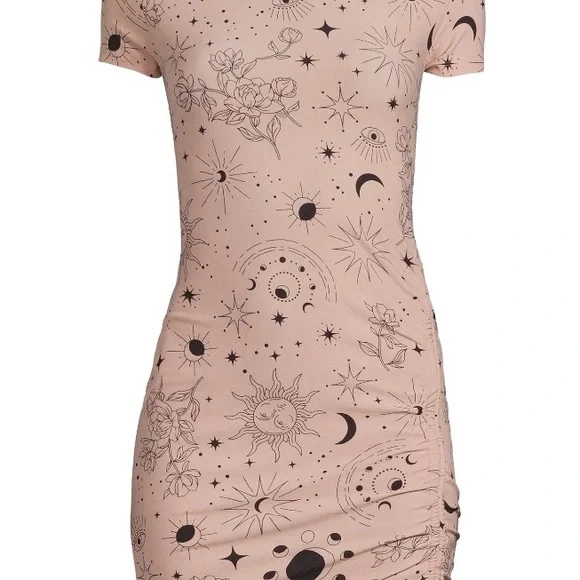 No Boundaries Pink Ruched Asymmetrical Mini Dress - Picture 6 of 6